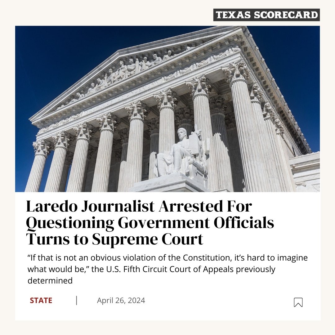 After a series of court reversals, Laredo-based independent journalist Priscilla Villarreal is seeking to have her case heard before the U.S. Supreme Court following her arrest by Laredo law enforcement. Check out the full story through the link below 🔗 l8r.it/HYEx