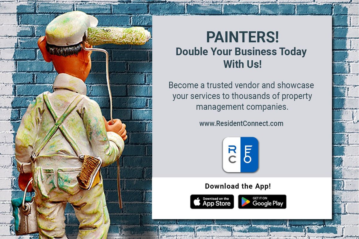 Attention #Painters and other skilled #tradespeople!

Promote your services to thousands of #PropertyManagers on the #ReCo App - absolutely free! 

Download the app and learn more at buff.ly/48BCtvW