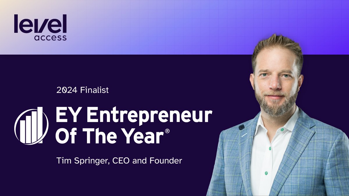 He’s already a winner in our book—but we’re thrilled that our Founder and CEO, @Tim_LevelAccess, has been selected as a finalist for the @EY_EOY (Entrepreneur of the Year®) 2024 Mid-Atlantic Awards! Learn more in the official press release: hubs.la/Q02vd_sf0