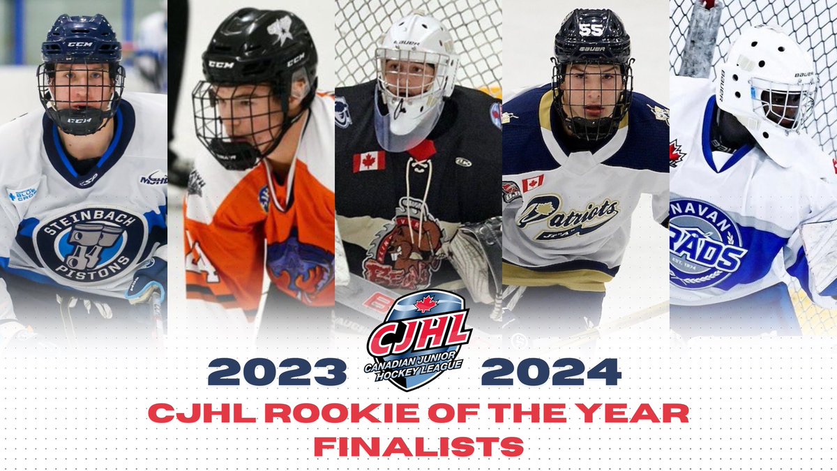 #CJHLNews | Congratulations to Grady Hoffman, Carson Olsen, Noah Tegelaar, Matthew Manza &amp; Jaeden Nelson who have been nominated for the 2023-24 CJHL Rookie of the Year Award 🏆

📖 Read | cjhlhockey.com/en/cjhl-announ…