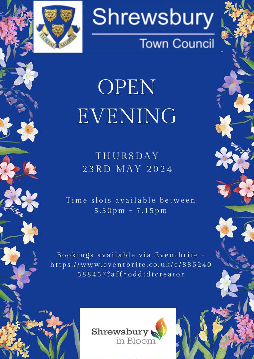 Our Annual Open Evening is taking place on Thursday 23rd May 2024. Time slots are available every 15 minutes between 5.30pm - 7.15pm, where you will have an opportunity to visit our depot. To book a place visit Eventbrite - shrewsburytowncouncil.gov.uk/partnerships/s…