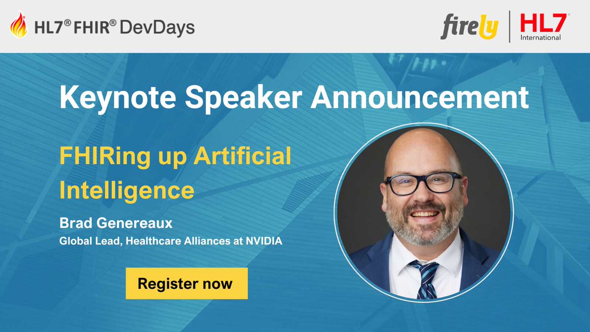 Introducing #FHIRDevDays keynote speaker @IntegratorBrad! With all the buzz surrounding #AI, Brad will delve into the latest innovations & how they can connect with FHIR to augment the solutions developers are building 🔥 Register now 👉 eu1.hubs.ly/H08SFSJ0 @HL7