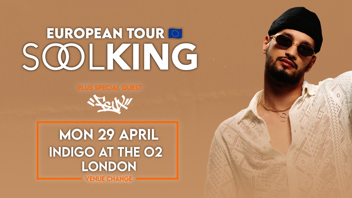 TONIGHT >> Combining R'n'B and reggaeton, @Soolking will play London's @indigoatTheO2 with support from #Feux 🔥 Get tickets 👉 metropolism.uk/vPTC50Q5zUV
