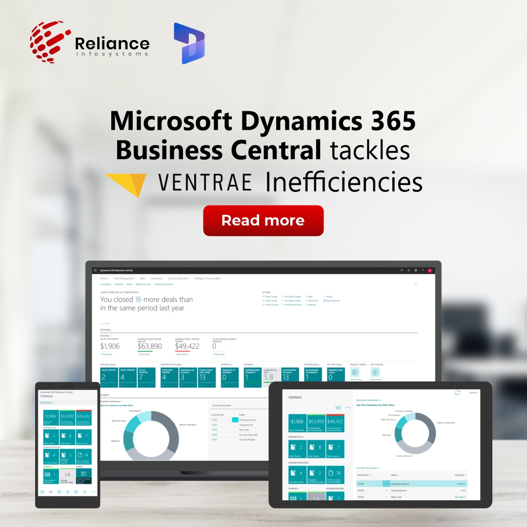 RelianceInfoSys's tweet image. Ventrae journeys from Inefficiencies to Automated Success with Microsoft Dynamics 365 Business Central

Read more here: reliance.systems/customerstorie…

#MicrosoftDynamics #BusinessCentral #AutomationSuccess #DigitalTransformation #TechSolutions