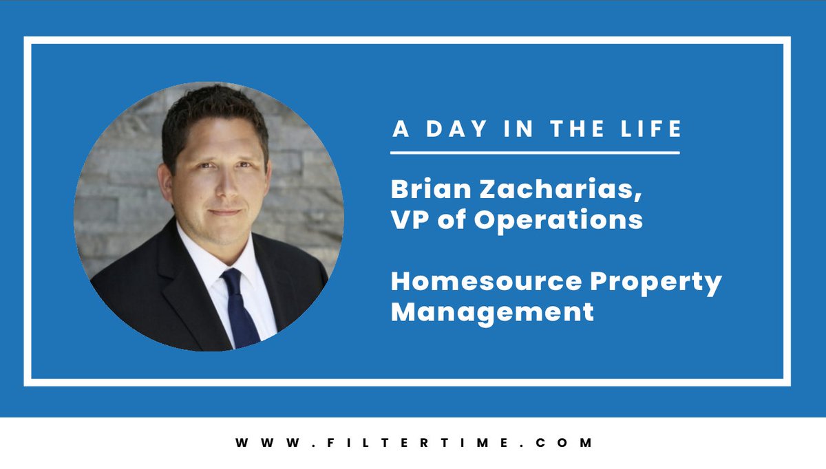 Introducing our new blog series, where we dive into the daily routines and challenges faced by property managers. Today, we're shining a spotlight on Brian Zacharias, Vice President of Homesource Property Management. hubs.ly/Q02v9rSm0 #PropertyManagement #FilterTime