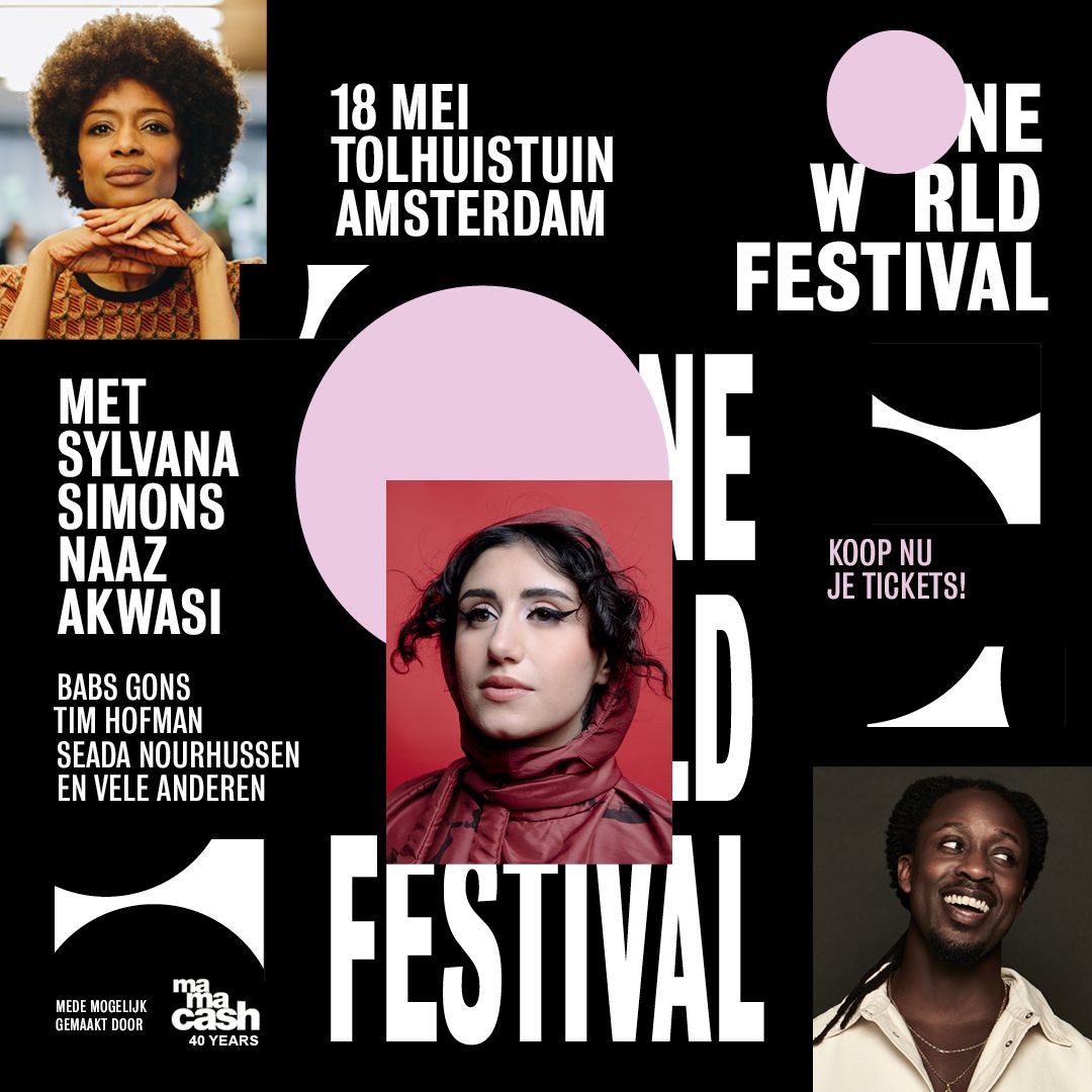📣 De line-up van het OneWorld festival is compleet! Kom op 18 mei genieten van o.a. @SylvanaBIJ1, @BitsOfNaaz, @debroervanroos, Akwasi en Skaffa! Mede mogelijk gemaakt door @mamacash. Koop je tickets snel: tolhuistuin.nl/evenementen/on…