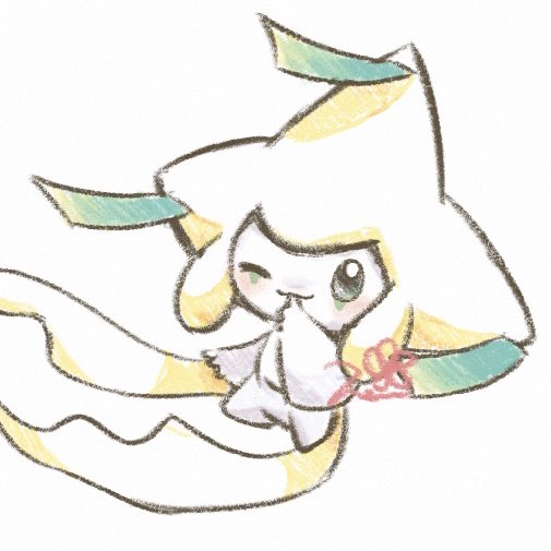 jirachi solo looking at viewer blush smile simple background white background closed mouth  illustration images