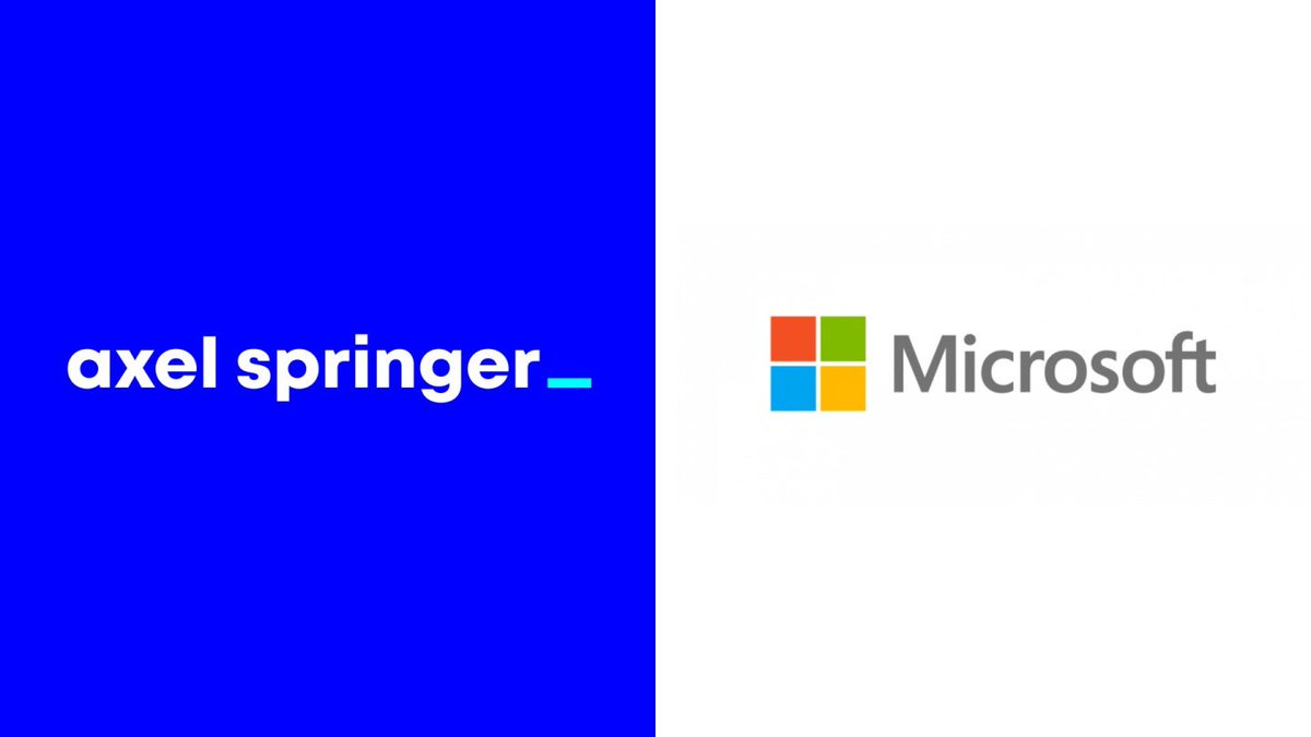 Axel Springer und Microsoft erweitern Partnerschaft in den Bereichen Vermarktung, KI, Content und Azure go2.as/3weQtOM