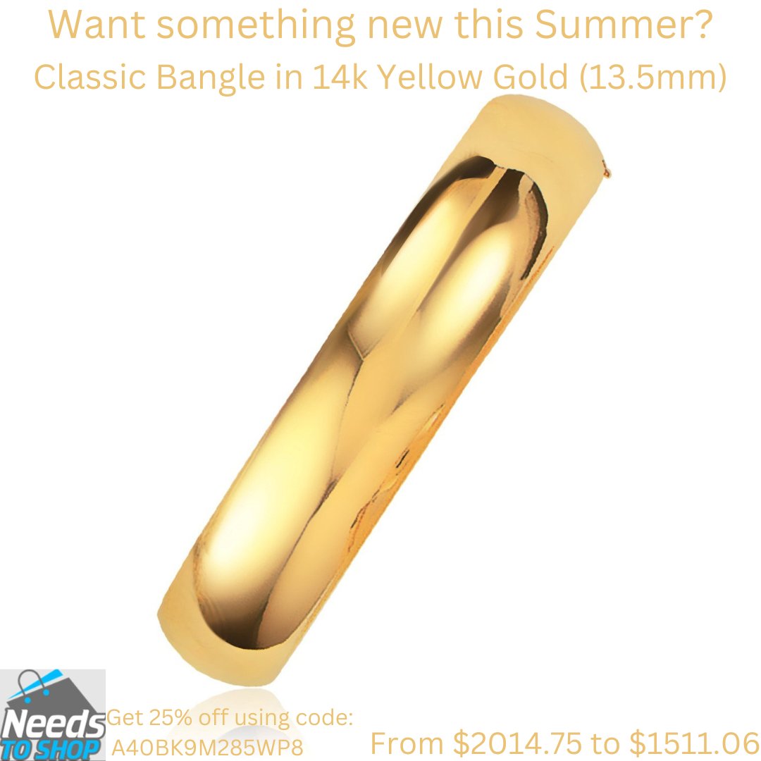 Want something new this Summer? needstoshop.com/classic-bangle… Get 25% off till April 30 using code: A40BK9M285WP8 #14k #goldjewelry #gold #yellowgold #Jewelryの日常 #jewelry #JewelBox #JewelShop #jewellry #jewelryaddicate #jewlerylover #bangle #braclets