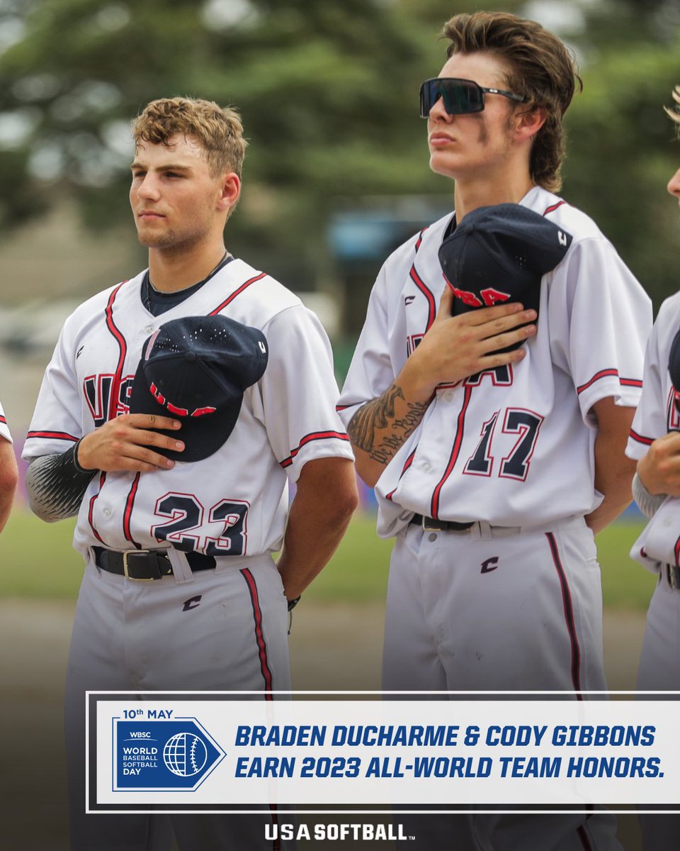 USASoftballJMNT's tweet photo. The World Baseball Softball Day 𝙘𝙚𝙡𝙚𝙗𝙧𝙖𝙩𝙞𝙤𝙣 continues 🎉 ⤵️

Check out these highlights from the 𝗨-𝟭𝟴 𝗠𝗡𝗧'𝘀 run at the 2024 WBSC U-18 Men's World Cup 💪

#WBSD | #BaseballSoftballDay | @WBSC https://t.co/z1C9l6KcYz