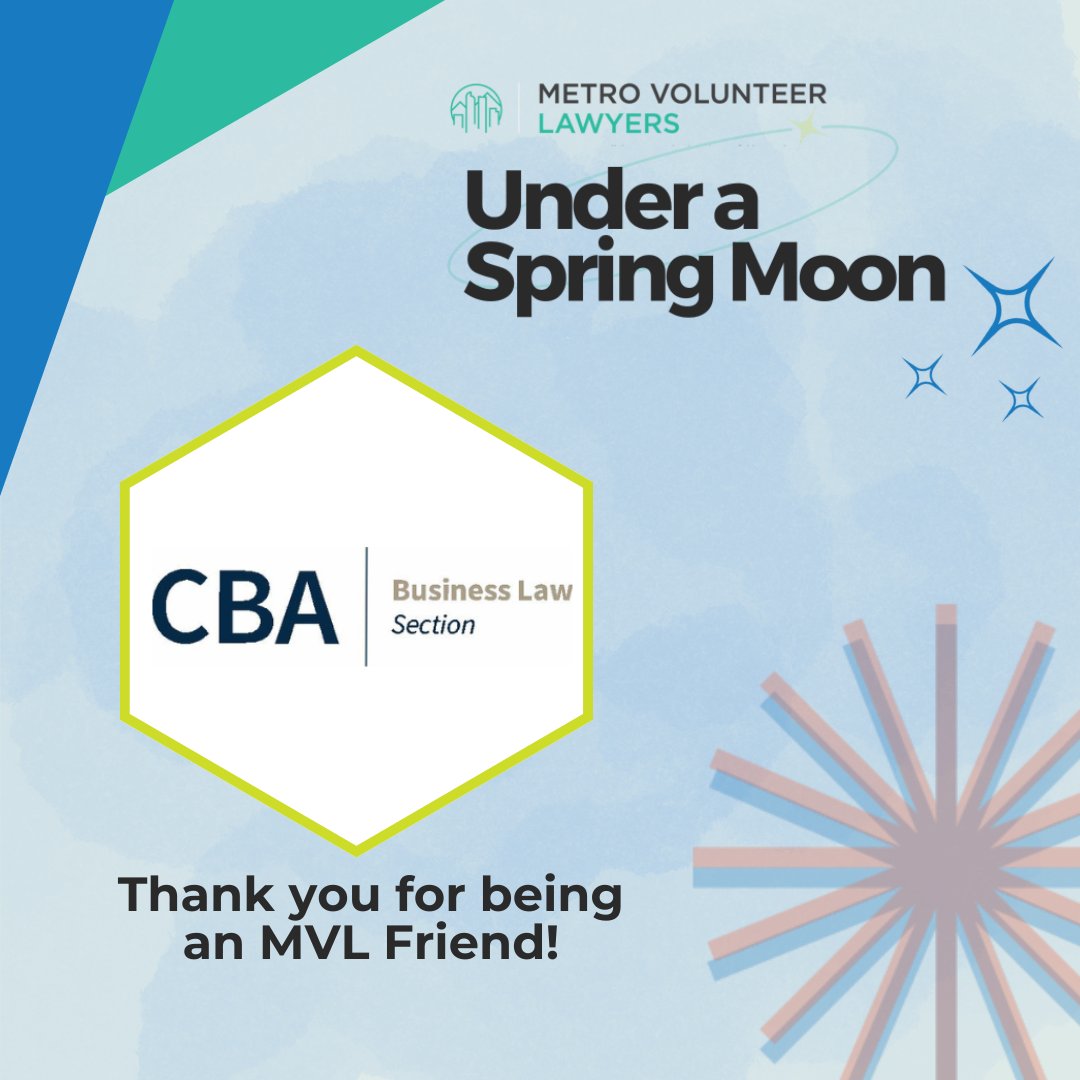 Sponsor Spotlight! The party may be over but our gratitude continues! The fine folks of the @CoBarAssoc Business Law Section are true 'MVL Friends!' Thanks for your support!
#MVL #SpringSoiree #Sponsor #Spotlight #ThankYou