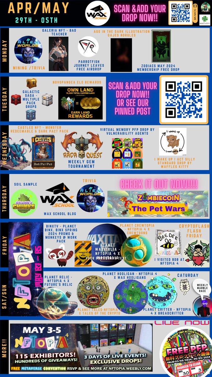 Wax.School | Blockchain Scholars 📜🗝️ (@waxschool_) on Twitter photo Hot diggitty dawg!! It’s a great week for <a href="/WAX_io/">WAX</a> Drops include <a href="/galeria_nft/">Galeria NFT</a> <a href="/Novopangeaio/">Novopangea</a> <a href="/thenftopia/">NFTOPIA Metaverse Convention🌐Aug 16-17</a> <a href="/FunnyNFTGuy/">Drawn Company</a> <a href="/WAXHooligans/">WAX Hooligans</a> <a href="/ackconsortium/">Chadlabs.io $CHAD</a> <a href="/FuturesRelic/">Future's Relic</a> @TalesotCrypto <a href="/waxitalianft/">WAXITALIA NFT</a> <a href="/CrewToons/">CrewToons</a> @ZombiecoinNFT <a href="/SkunkyChunks/">SkunkyChunks</a> <a href="/beedeebeeeee/">beedeebee</a> and many more!
#WAXFAM #WAXNFT Hot diggitty dawg!! It’s a great week for <a href="/WAX_io/">WAX</a> Drops include <a href="/galeria_nft/">Galeria NFT</a> <a href="/Novopangeaio/">Novopangea</a> <a href="/thenftopia/">NFTOPIA Metaverse Convention🌐Aug 16-17</a> <a href="/FunnyNFTGuy/">Drawn Company</a> <a href="/WAXHooligans/">WAX Hooligans</a> <a href="/ackconsortium/">Chadlabs.io $CHAD</a> <a href="/FuturesRelic/">Future's Relic</a> @TalesotCrypto <a href="/waxitalianft/">WAXITALIA NFT</a> <a href="/CrewToons/">CrewToons</a> @ZombiecoinNFT <a href="/SkunkyChunks/">SkunkyChunks</a> <a href="/beedeebeeeee/">beedeebee</a> and many more!
#WAXFAM #WAXNFT