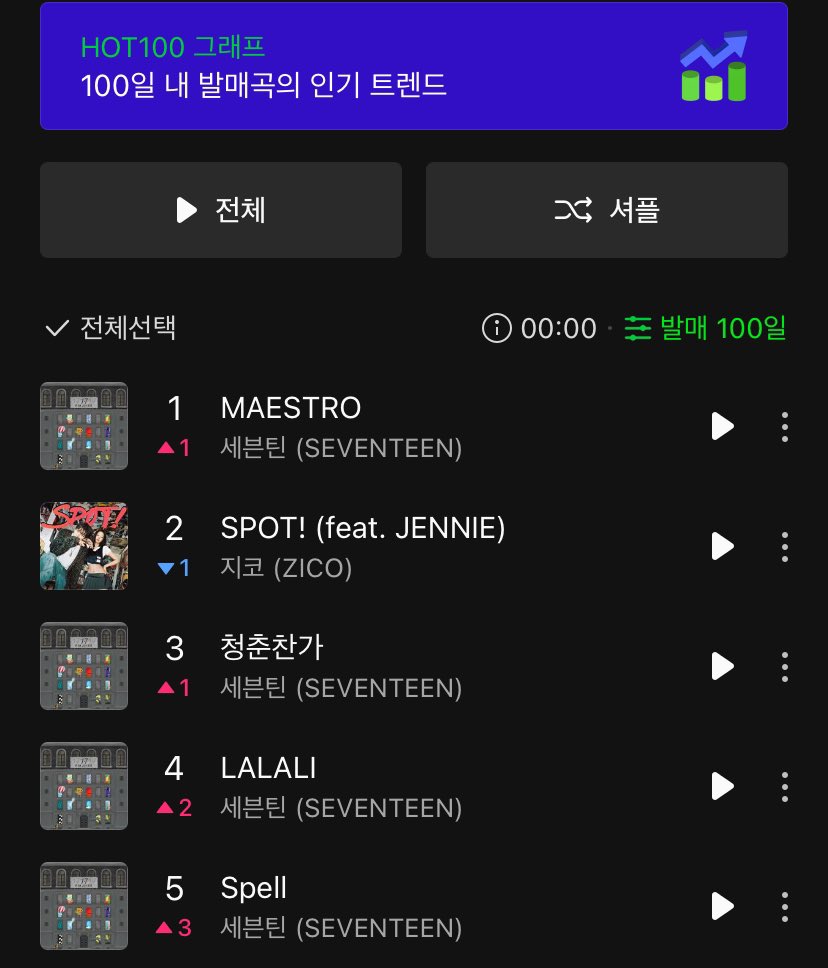 Top 5 on Melon HOT 100 (100days) 😭