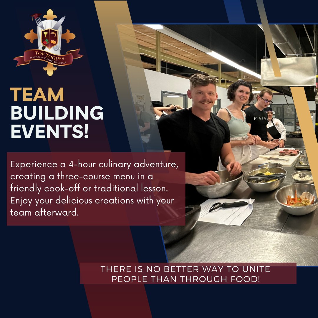 Working together as a team towards a common goal can be tremendously rewarding, especially when that goal is a delicious gourmet meal. Contact us for availability and details for your group! toptoques.ca/team-building-…