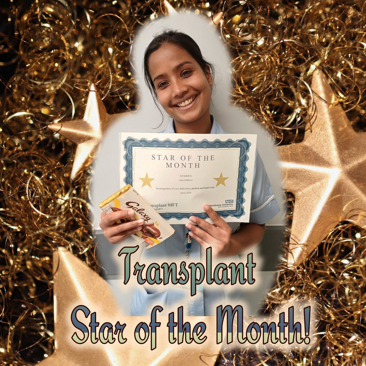 Well done to Team Transplant star of the month in April, Anju, for her hard work on the ward & for smiling even on difficult days! “Wherever the art of Medicine is loved, there is also a love of Humanity.” @TntTracy73 @vikki_warman @Michaela0895 @parkerkarenj #workfamily #stars