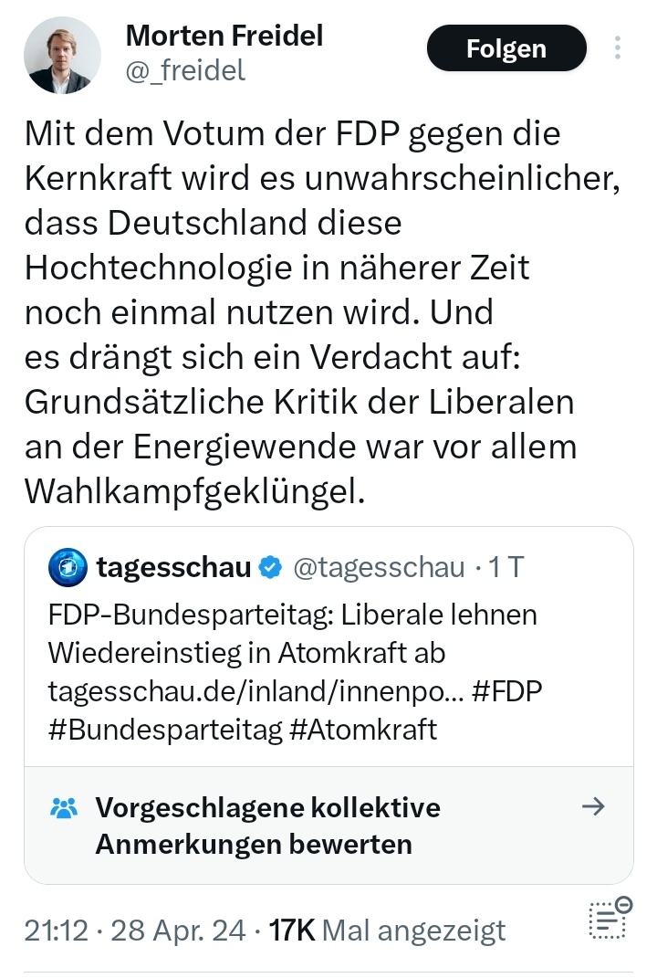 Ist schon allerhand, dass die FDP einfach in die AKW-Seifenblase von Herrn @_freidel sticht. 😉