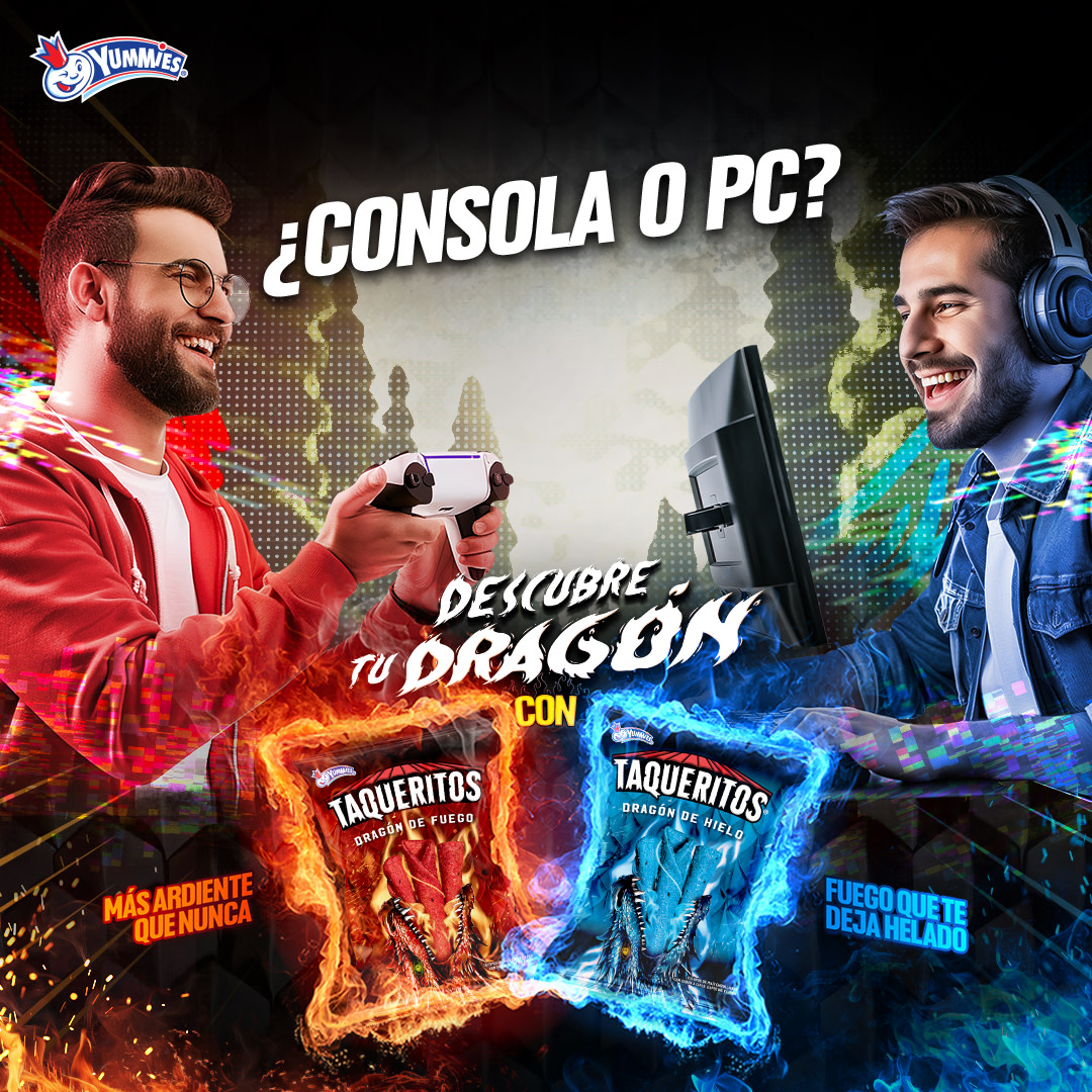 ¿Eres un gamer de PC o Consola? 🤔 Demuestra todo tu talento y vive tus momentos más intensos 🔥 con Taqueritos Dragones. ¿Quién arde más? 💙❤️