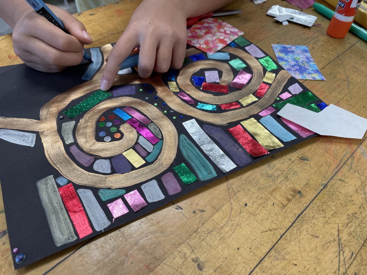 In-progress 3rd grade artworks inspired by Klimt. ✨ #aapscreates @a2schools @angellannarbor