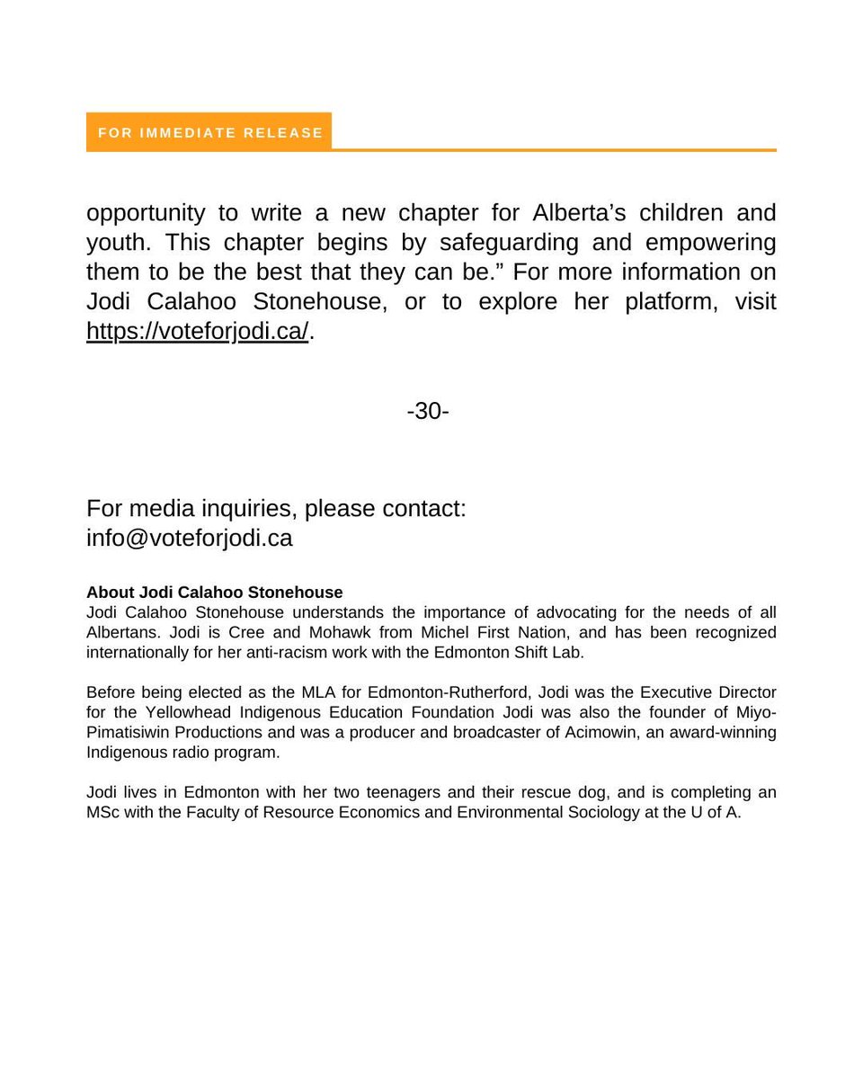 Today, I announce the proposal of the Alberta Children's Act. Our children deserve the very best. Which is why the proposed act focuses on building more schools, having more resources for youth, and supporting them past 18. Read below to find out more.