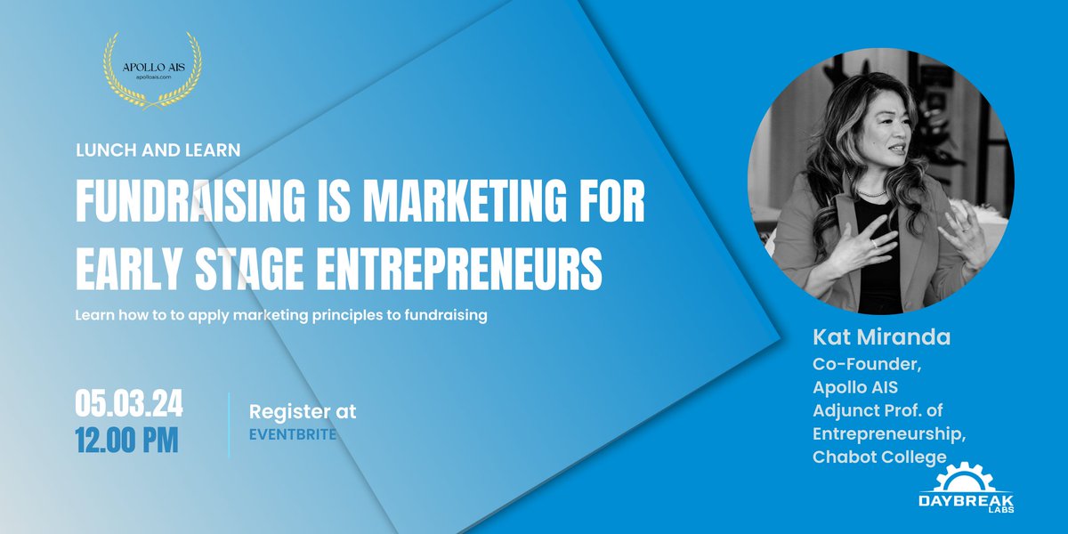 Are you an #earlystage #founder working on improving your messaging to #investors? Learn how to to use marketing principles to make your pitch decks and #fundraising campaigns more effective from marketing and entrepreneurship expert, Kat Miranda. Register loom.ly/KrLyeYE