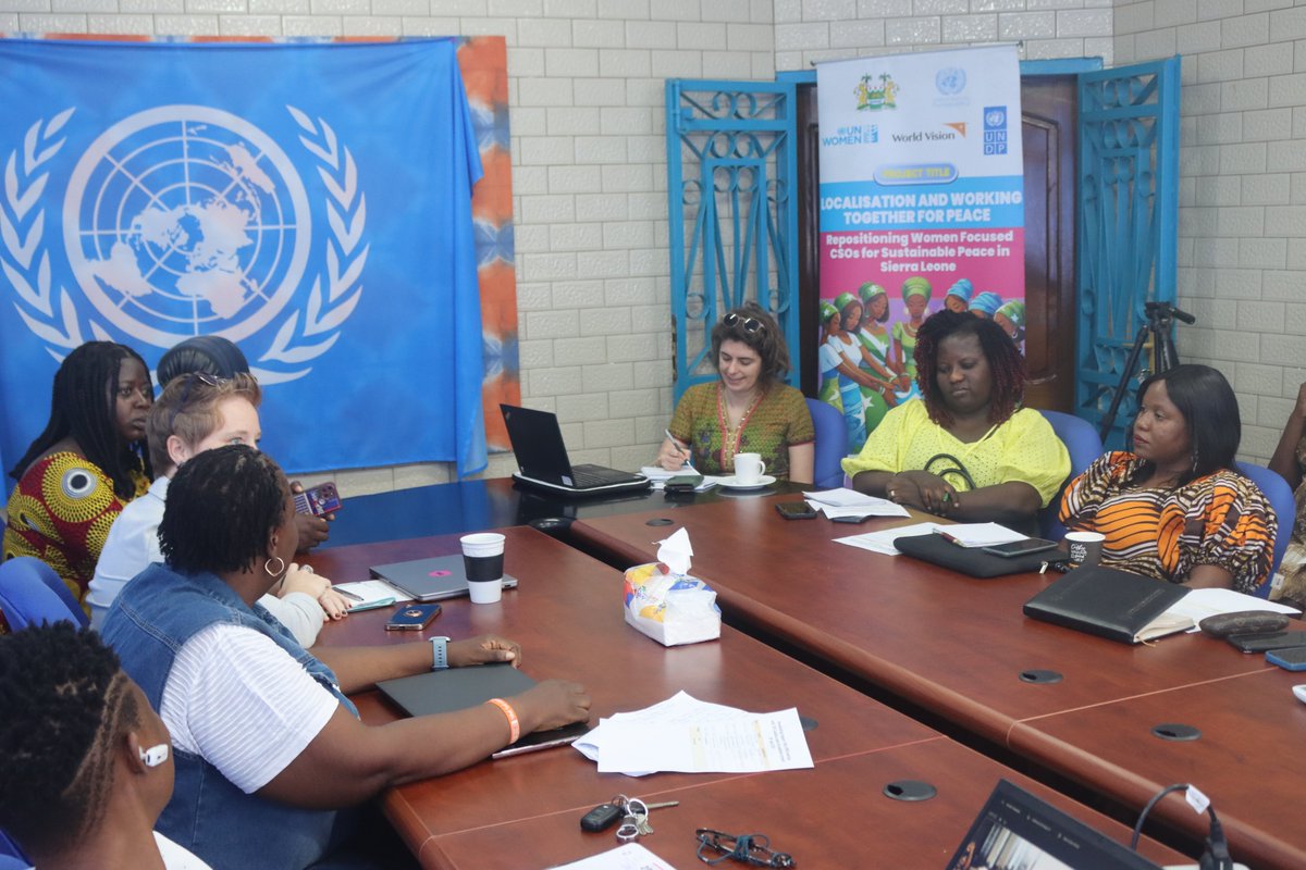 UNWOMEN_SL's tweet image. Today, @UNWOMEN_SL @UNDPSierraLeone @WVSierraLeone &amp;amp; the 120 Women-focused CSOs Coalition in #Peacebuilding is proud to welcome Jelena Zelenovic #PBF Program Manager @UNPeacebuilding Discussions were around the progress of the #Localization project &amp;amp;its sustainability plans #WPS