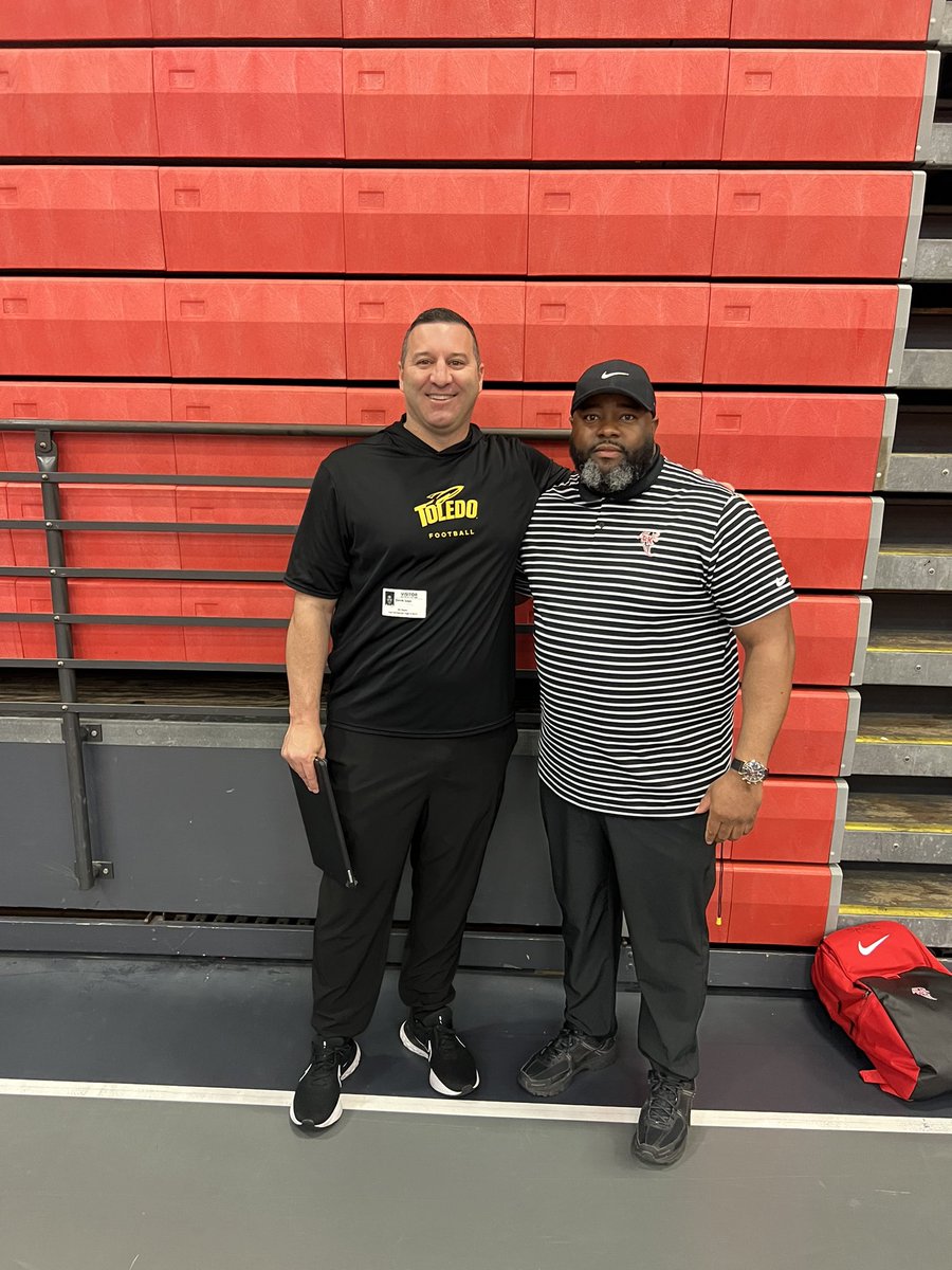 Want to thank the University of Toledo and Coach Sage for coming to our morning workouts and evaluating our kids!