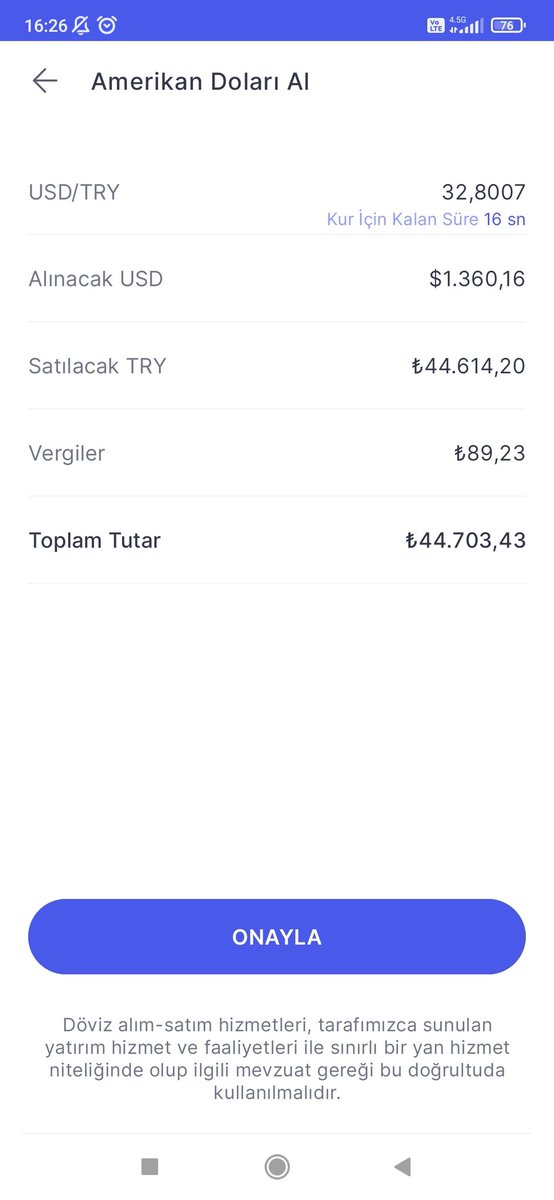 32,80 TL den 1.380$ ETF yatırımlarım için alım yaptım. Tüm nakit pozisyonum dövize dönmüş oldu ✍️