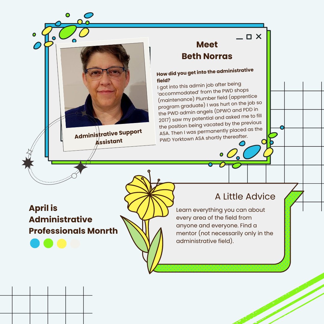 Let's meet Administrative Support Assistant Beth Norras during this last week of Administrative Professionals Month. #AdminProfessionalsDay