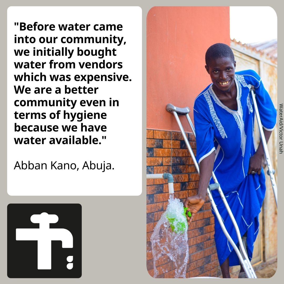 Access to clean, safe water improves health and wellbeing.
 
Thanks to the Strengthening Water and Sanitation Delivery project funded by The Church of Jesus Christ of Latter-day Saints in Dakwa community, Abuja, 22-year-old Abban no longer has to depend on vendors for water.