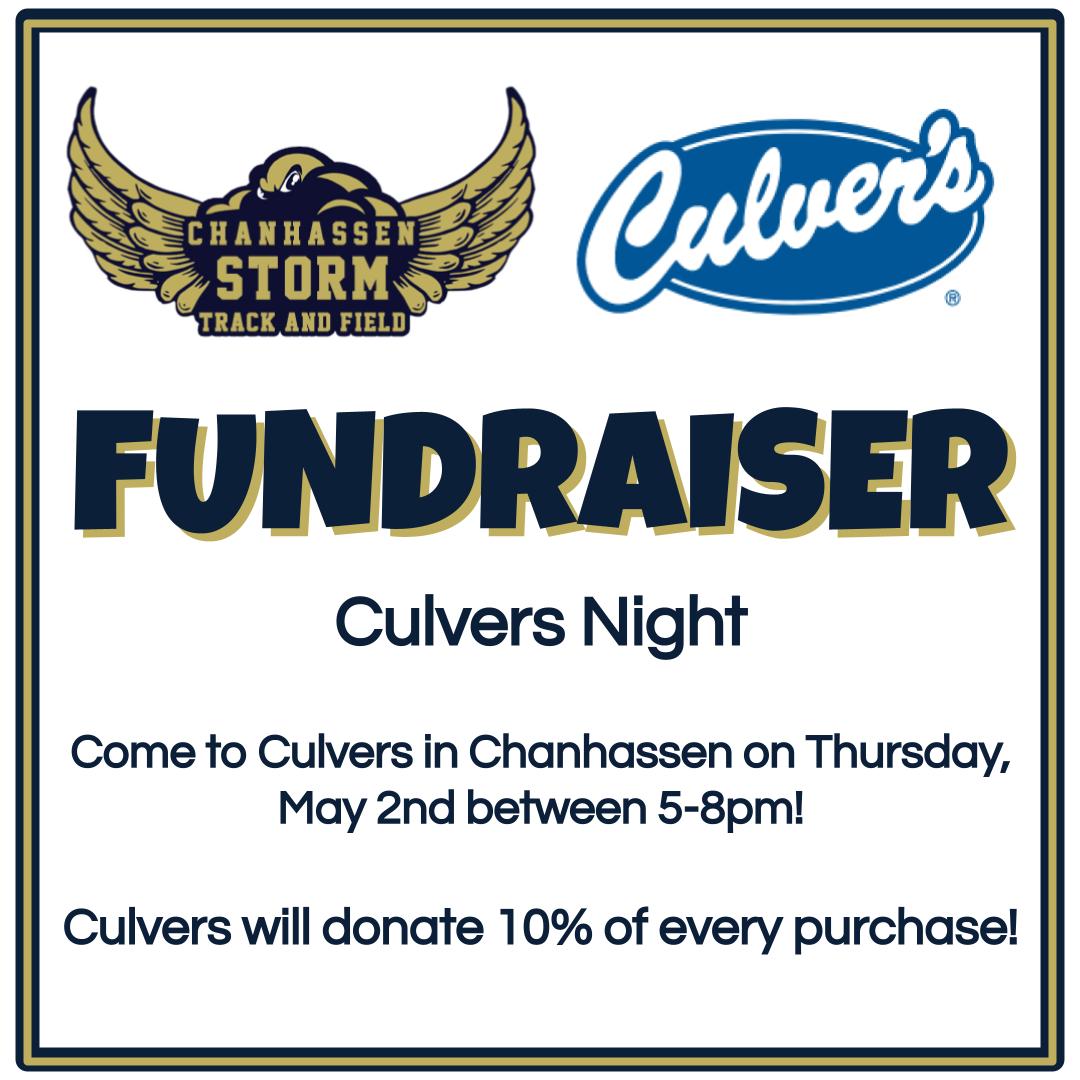 REMINDER! Eat at <a href="/culvers/">Culver's Restaurants</a> Chanhassen NOW until 8pm and they'll donate 10% of every purchase to our Storm Track and Field program!