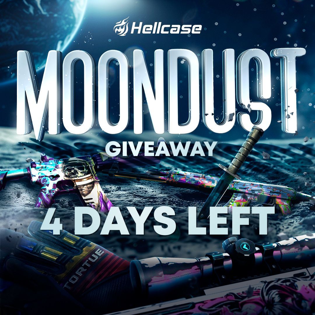 4 days left to join the Moondust Giveaway and claim one of 100 awesome skins! Enter right now, stack up some more entries and get your slice off a rich $4,100+ prize pool 🔥 Good luck - gleam.io/JCSeA/moondust… #cs2 #cs2skins #cs2cases #cs2giveaway