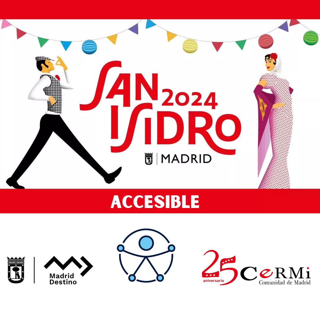 ¡El #Madrid más castizo y accesible se dará cita del 3 al 15 de mayo! Ya están aquí las Fiestas de #SanIsidro2024 cermimadrid.org/fiestas-de-san… @MadridDestino #Accesibilidad #discapacidad