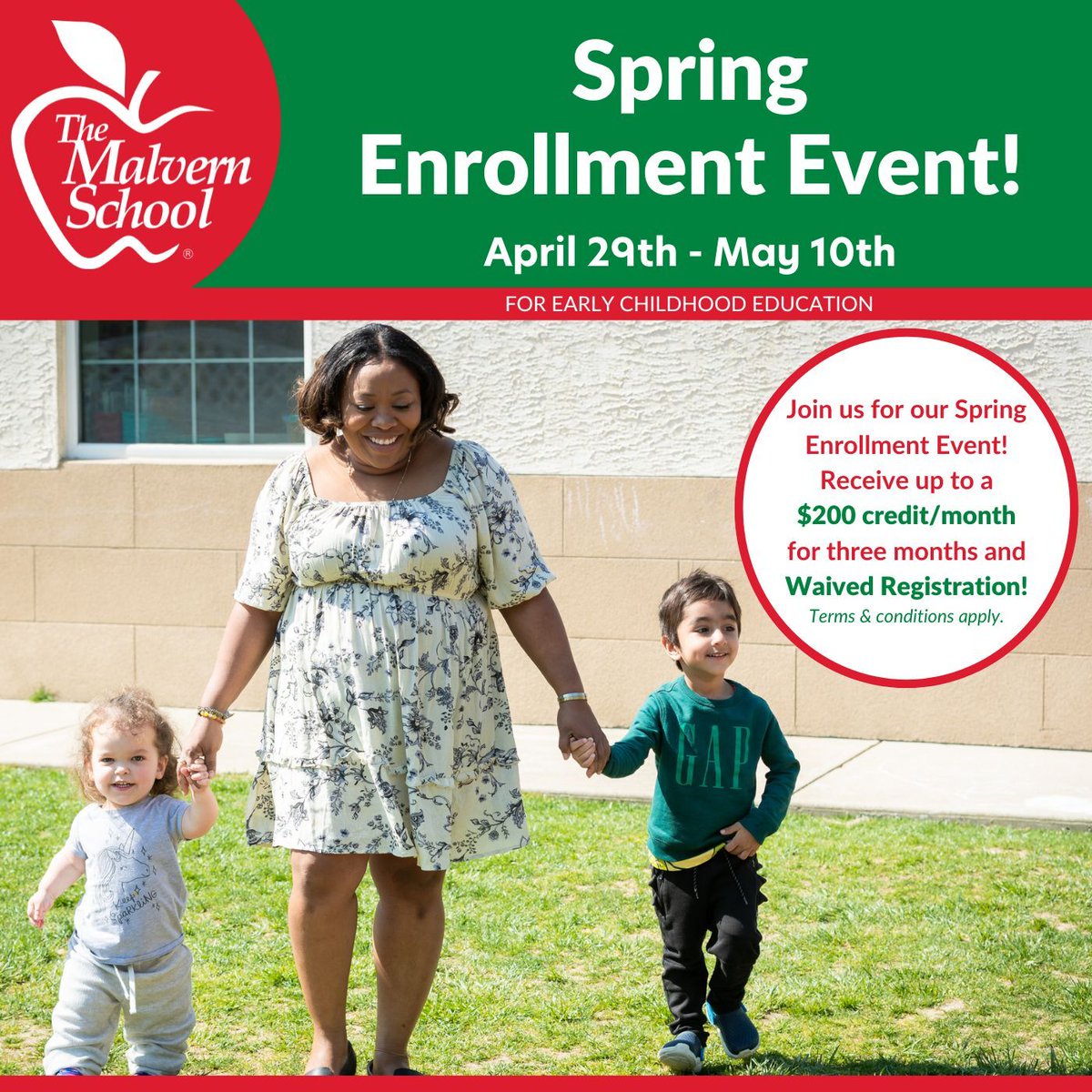 Our Spring Enrollment Event starts today! 😀 Get all the details here! bit.ly/3wfr9bs

#earlylearning #learningthroughplay #playmatters #childcareenrollment #childcare