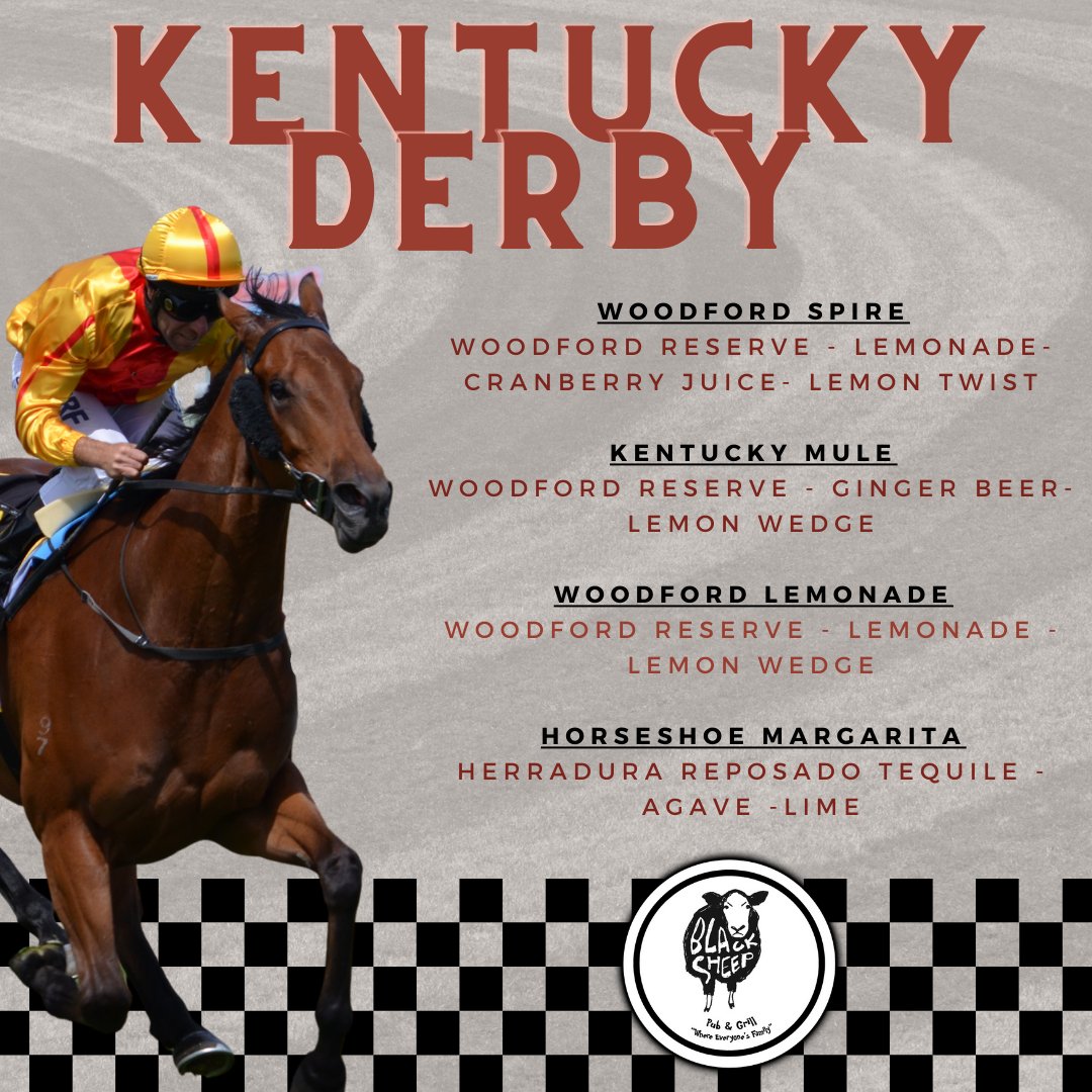 Refresh yourself during the race with our Kentucky Derby specials, available at Black Sheep's bar during the Derby. #KentuckyDerby #SaddleUp #Race #BlackSheep