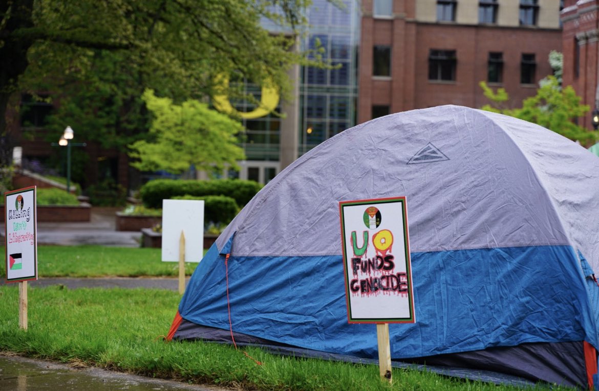 Gaza Solidarity Encampment now up at University of Oregon 🔥🔥🔥 @uoforpalestine