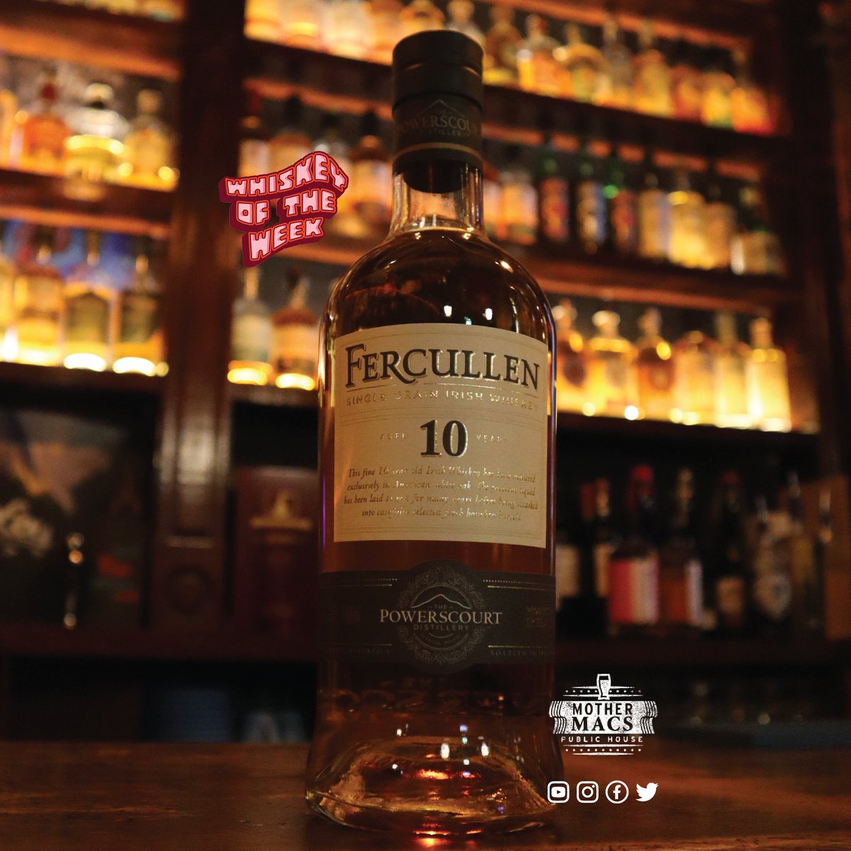 🥃Discover our Whiskey of the Week🥃

Fercullen 10 Year Old single malt 

#IrishWhiskey #MotherMacs