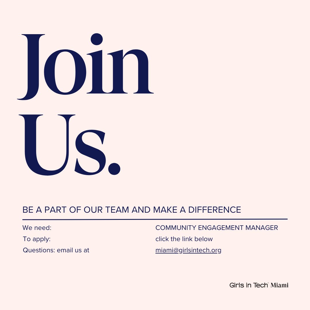 🤝Make Meaningful Connections!
As our Community Engagement Manager, your efforts will build bridges within our tech community. 
If interested, apply here: forms.gle/yVbsLMWJUJAtJF…
If not, please reshare for reach!
#CommunityFirst #TechInclusivity #VolunteerOpportunity #GirlsinTech