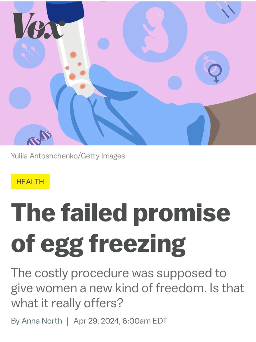 I’m thrilled to see both @washingtonpost and @voxdotcom published stories digging into the Wild West of the fertility industry. Despite many bold promises to women, egg freezing fails many while negligence in IVF is rarely publicly or legally addressed. Women deserve better!