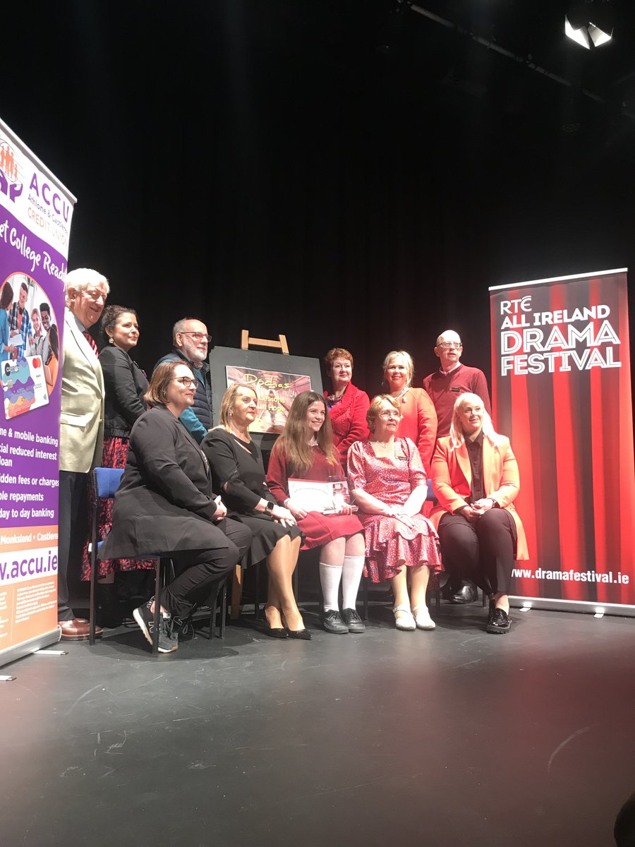 Congratulations to Amelia 4B who came first in the RTE All Ireland Drama Festival competition in Athlone today for her one act play - Gan Didean.  A superb achievement! 🎭🙌🤩