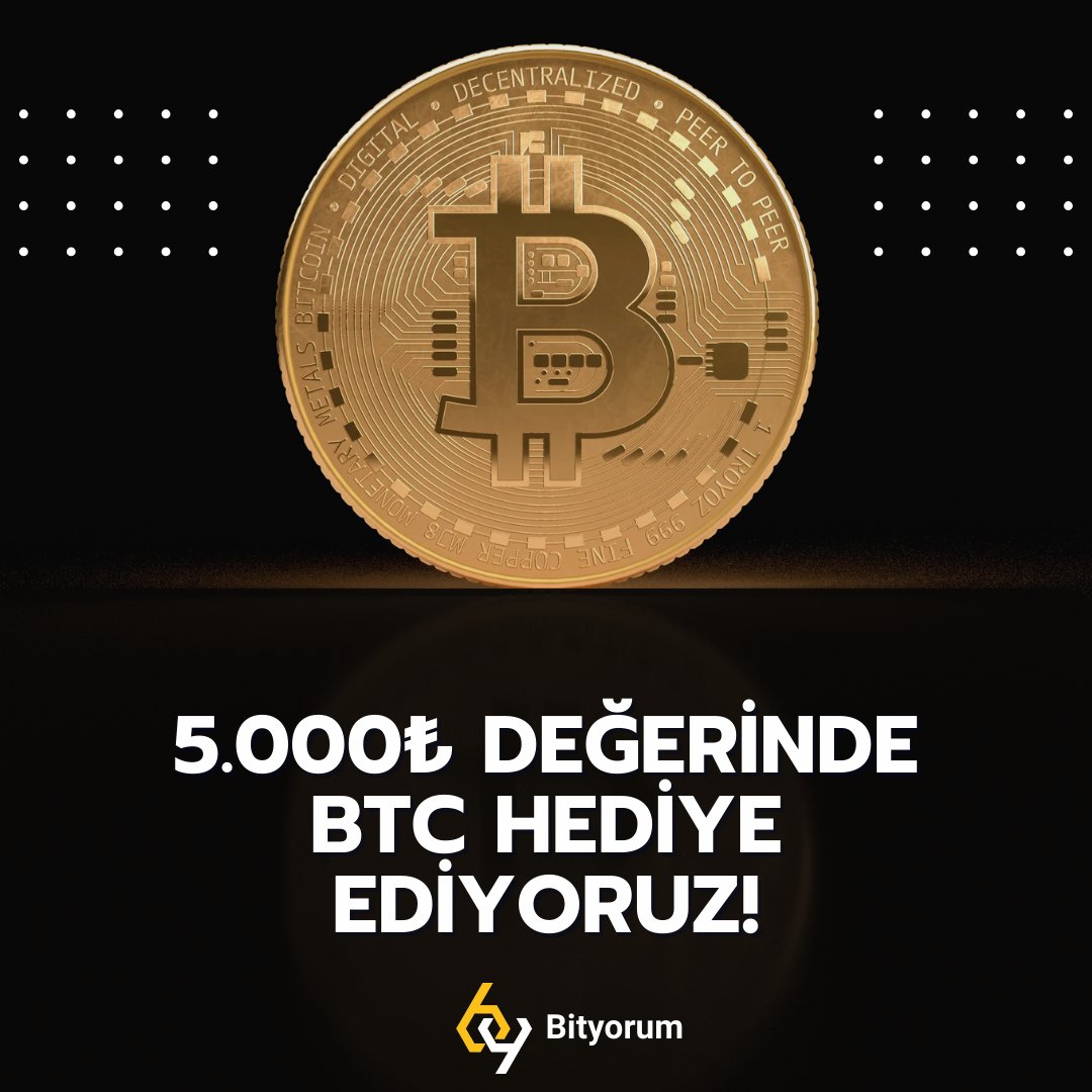 📢 BitYorum'da #çekiliş zamanı! 🎁 10 kişiye toplamda 5.000₺ değerinde #Bitcoin hediye ediyoruz! Çekilişe katılmak için: 1- @BitYorum'u takip edin 2- Bu tweeti RT'leyin 3- Yorumlarda 2 arkadaşınızı etiketleyin