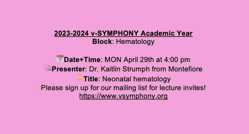 We are back today‼️with another Monday filled with learning! Please join us at 4PM for a talk in Neonatal Hematology🩸by Dr. Kaitlin Strumph.

#PHO #PHODocs #PedsHemOnc #pediatrics #pediatriconcology #pediatriconcologist #pediatrichematology #pediatrichematologist