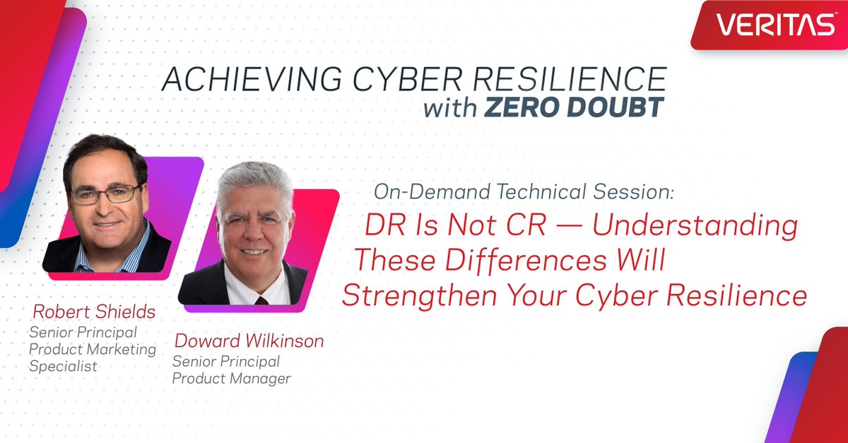 It’s time to face facts, disaster recovery ≠ cyber recovery. Join Robert Shields and Doward Wilkinson to discuss how to think differently about preparing for quick and confident #cyberrecovery. Learn more: vrt.as/3JerMou