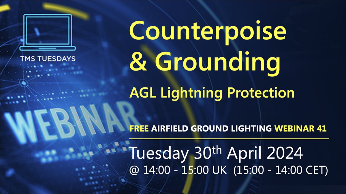 MALMSAero's tweet photo. What on Earth is Grounding &amp; Counterpoise in Airfield Ground Lighting? Make sure to attend this free Webinar tomorrow at 2pm London time #AGL #Safety https://t.co/HIy4sR66gK https://t.co/JpxePkZdrQ