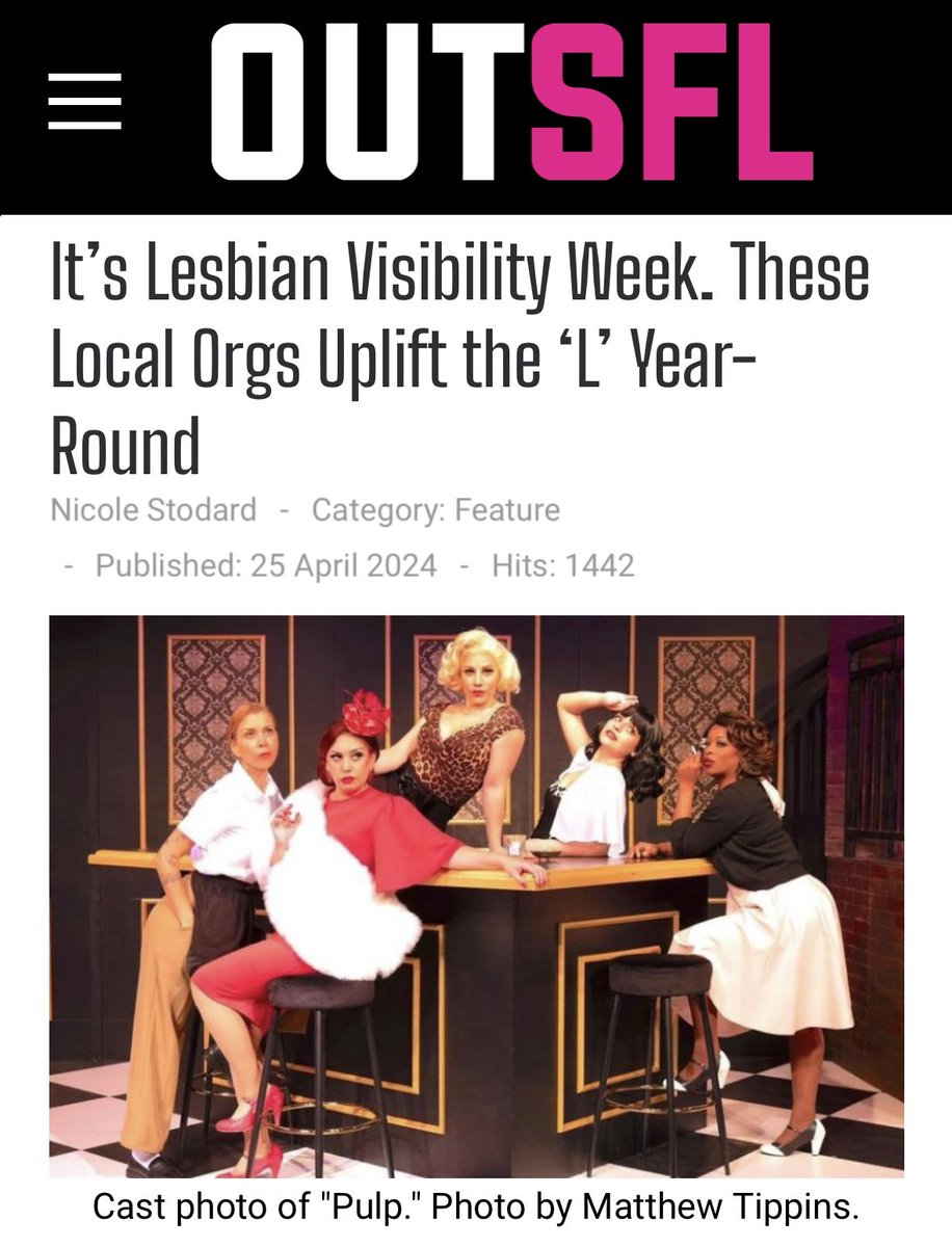 Great article from @out_sfl! We are proud to support queer women-led organizations and the work they do to support sapphic people. The organizations mentioned fosters inclusivity through arts and theater, and aims to provide and support to the often underrepresented LGBTQ women.