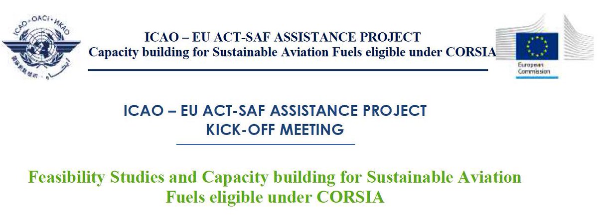 Today was the kick off of the 🇪🇺 funded ACT SAF project implemented by @icao, in presence of partners countries 🇮🇳 🇨🇲 🇪🇬 🇸🇳 🇿🇦 🇲🇷 🇬🇶 🇲🇿 🇲🇬 🇪🇹, of @Transport_EU @EU_Partnerships @EU_ICAO @EASA & ICAO Secretariat. It will have feasibility studies on SAF in the partners States.