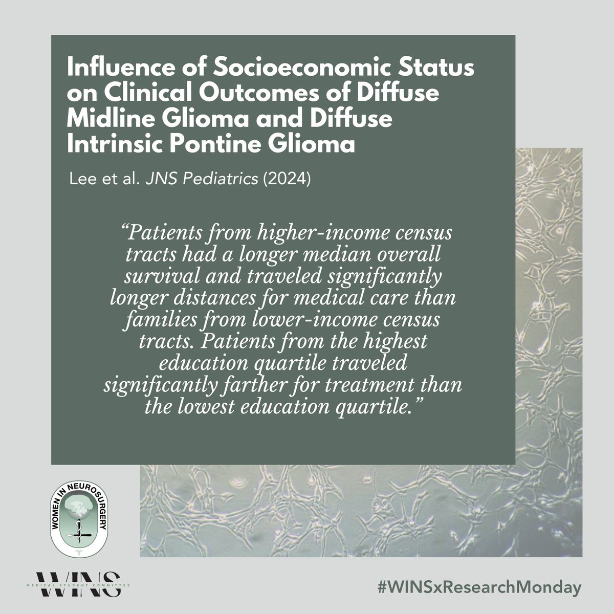 Today's #WINSxResearchMonday features a study looking at the association of #socioeconomic factors with treatment and survival in #DMG & #DIPG 

Top income & education quartiles travelled significantly farther for care & had longer overall survival.

#WomenInNeurosurgery