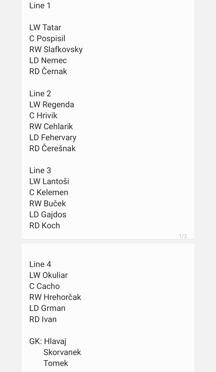 Slovensko na MS 2024 by som chcel tak vyzerat. Ak Buček a Kelemen ne pridu ta potom by som dal tam Hudaček a Daňo. #IIHFWORLDS #IIHF @HockeySlovakia