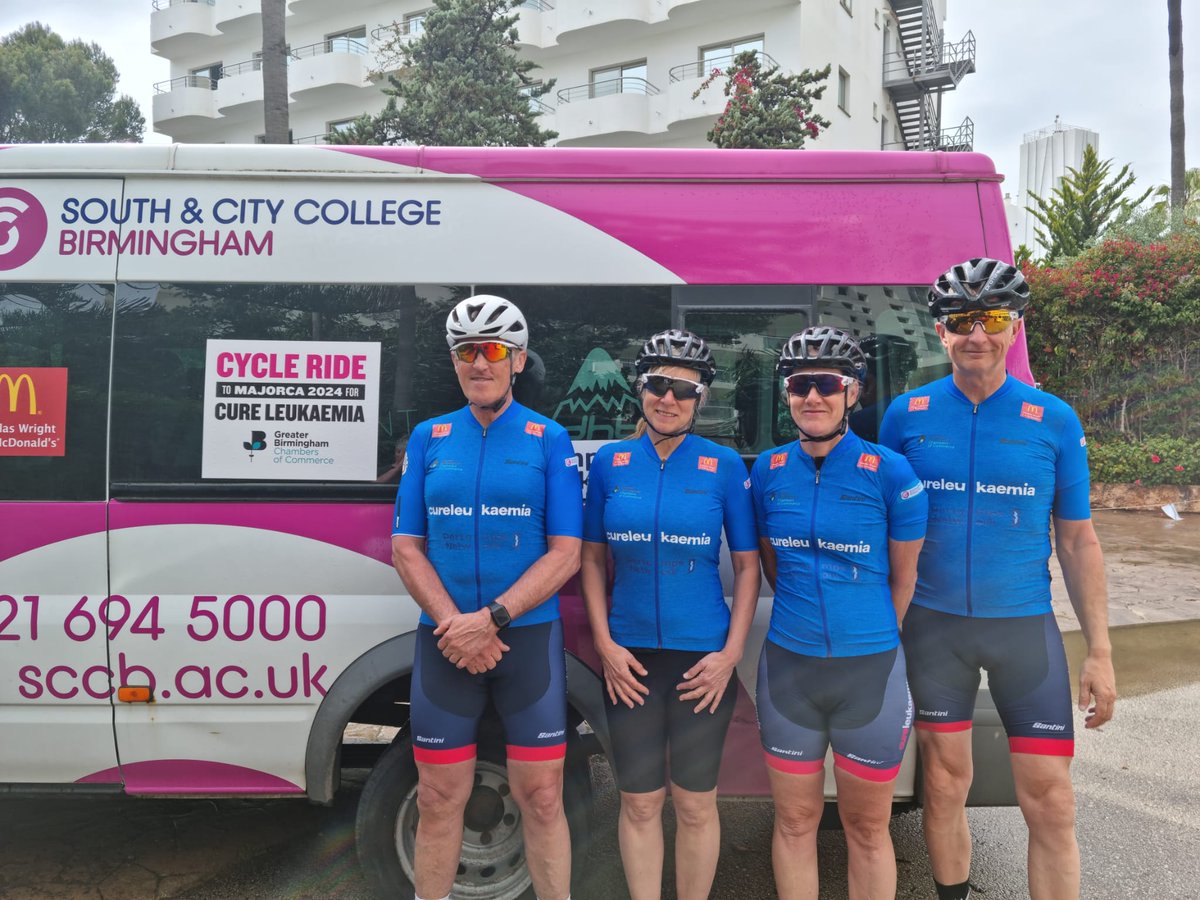 The amazing Team @MikeHopkins13 Pictured in Playja De Palma Majorca after completing their amazing 1000+ mile cycle challenge for @CureLeukaemia Thank you at ALL our sponsors & supporters. Please continue to donate :- justgiving.com/page/birmingha…