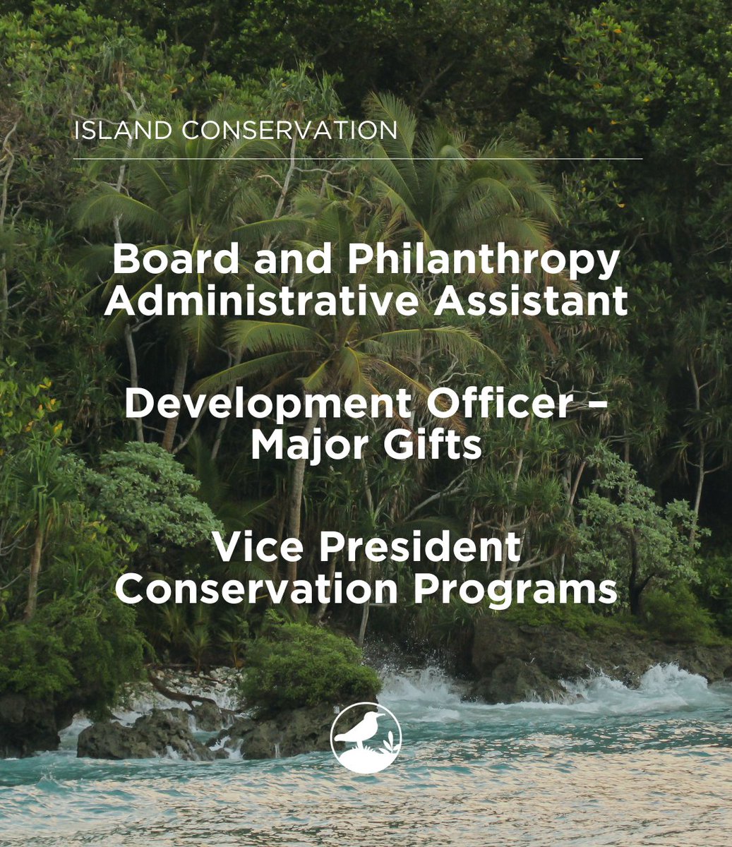 We're hiring! We are looking for three passionate and motivated individuals to join the Island Conservation team.

Learn more and apply!
islandconservation.org/employment/

#conservationjobs #nonprofitjobs #wearehiring