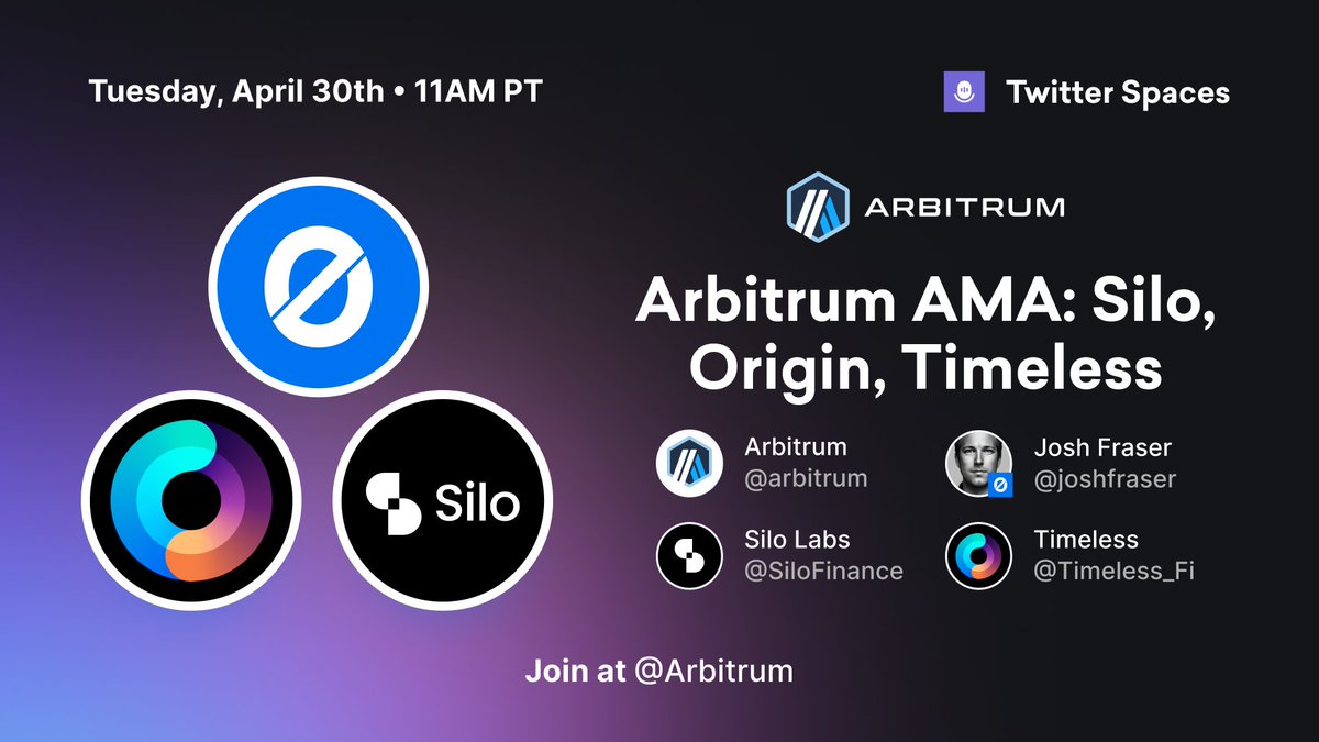 Heads up, OETH holders! Origin will be joining @arbitrum, @SiloFinance, and @Timeless_Fi for tomorrow's AMA at 11 am PT. Learn how you'll be able to earn ARB incentives by using OETH on Arbitrum: twitter.com/i/spaces/1vOGw…